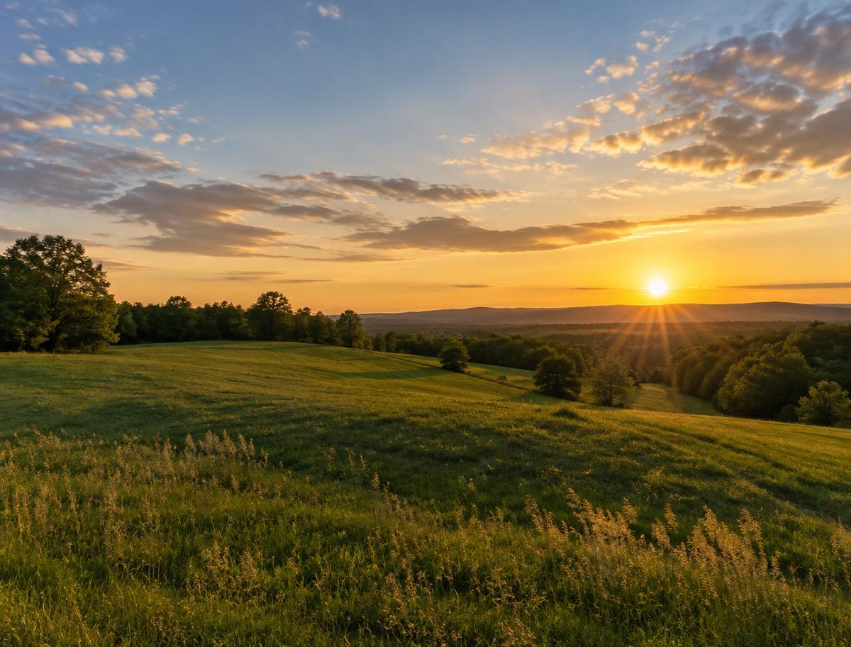Open land at golden hour under a wide sky